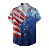 Muška povremena američka noćna dana za patchwork patchwork košulja s kratkim rukavima majica rever,