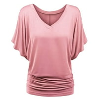 Žene Ljetne vrhove Ženska bluza Dužina za ženske bluze Casual Solid Crew izrez majice Pink L