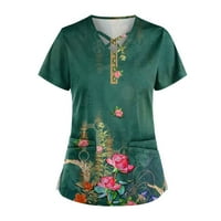 Ženski bluze s bluzom od vionice V-izrez slatke ženske plus majice kratki rukav ljetni vrhovi zeleni