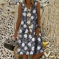 Žene Ljeto Sunduss Flowy Labavi casual haljina za koljena Dužina koljena Bohemijska plaža Tunička haljina