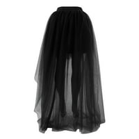 FSQJGQ suknje za žene Gotičke opružne suknje Ženska popularna gutana suknja Black prednja kratka leđa dugačka lisnata suknja crna xl