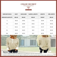 Chase Secret ženske prugaste rubne rukave usene bluze vrhovi vafle casual posade izrez TUNIC košulje