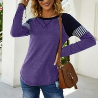 Ženska modna casual blok u boji okrugli vrat dugih rukava labav pulover
