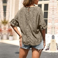 Gyujnb ženske vrhove majice Summer bluze scoop ovratnik ruffle s kratkim rukavima Žene tunike Tun Labavi
