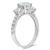 2. CT okrugli rez originalni kultivirani dijamant VS1-VS J-K 18K bijelo zlato Tro-kamena Obećaj Vjenčanje Izjava o vjenčanju Angažovanje dizajnerskog prstena W Crystal Boine Stones veličine 8.5
