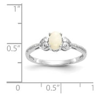 10k bijeli zlatni Opal i pravi dijamantni prsten