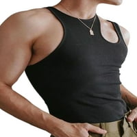 Prednjeg swalda Muška modna majica bez rukava izdubljena vrhova rezervoara Comfort Vest Solid Color Fitness Tee