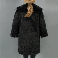 Absuyy zimski kaputi za žene - Fau Fur topla jakna Otvorena prednja rever dugih rukava krznene gorske