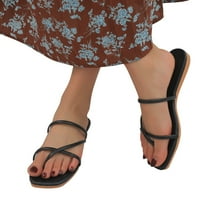 Žene Jednostavne udobne sandale cipele Ljetni poprečni remen ravne modne casual sandale Sandale za žene crna 7,5