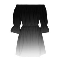 Charella ženski off ramena Bell haljina za rukave ljetna casual tiskana jedno rame haljine crne, xl