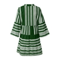 Gotyou ženske casual haljine Žene s dugim rukavima Boho retro grafički ispisani haljina V-izrez mini haljina