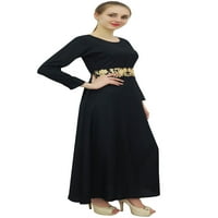 Bimba ženska haljina sa punim rukavima crne casual duge muslimanske haljine - 24