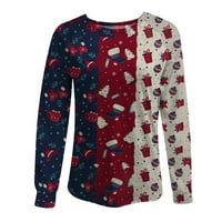 Ženski božićni print dugih rukava duge casual bluza pulover vrhove hot6sl868235