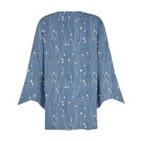 BRGLOPF košulje za žene V rector rukav zvoni za rukav Print Kimono košulja Ljetni lagani casual casual