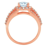 1.76ct okrugli rez plavi simulirani dijamant 18k ružičasti ružičasti zlato ugraviranje izjava bridalna