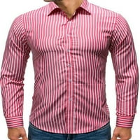Paille Ležerna poslovna majica za muškarce Vertikalna pruga s dugim rukavima, majice s tankim majicama