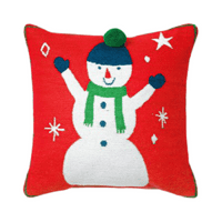 Wondershop Holiday Woven Chenille Snowman Trg baca jastuk crvena