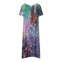 Haljina za žene, žensko ljetno casual tiskano V-izrez kratkih rukava s kratkim rukavima multicolor l