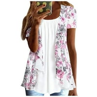 Ženski bluze Ženska bluza za majicu Cvjetni print kratki rukav Ležerni za odmor Osnovni okrugli vrat Redovna cvjetna ružičasta xxxl
