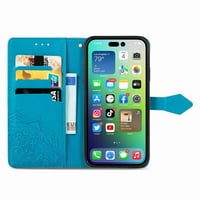 Dteck za Apple iPhone Plus novčanik s držačem kartice, udarnim putničkim putničkim slotovima s kožom, reljefni cvjetni poklopac s ručnim kaišem za iPhone plus