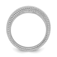 Sterling srebrni naizmjenični naizmjenirani prsten s rodijum-ploče - veličine 5