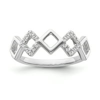 Fini nakit Sterling Silver Silver Diamond Geometrijski prsten, veličina 5.5