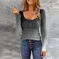 Ženske gradijentne gornje košulje Slim dugih rukava majica za bluzu rupa prugasta modna bluza sa niskim