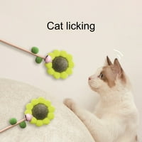 Bluethy Cat Teaser Wind sa zvonom pompom cvjetni oblik drvena ručka promovira promjenu prirodnih materijala Kitten Hrana jestiva Catnip Ball Cat Stick igračaka za kućne ljubimce