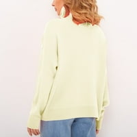 Jeseni džemperi za žene Turtleneck pulover u boji modne boje visoki vrat pleteni džemper veliki okrugli vrat pleteni bež l