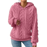 Mlqidk džemperi za žene Fuzzy Fleece Hoodie, ženski povremeni žakardovi dugih rukava modni šerpa pulover