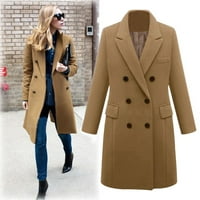 Jakne kaputi za ženska posadna vrata dugih rukava zimska vuna tanka kaput jakna od kaputa dame tanki dugi preko rub