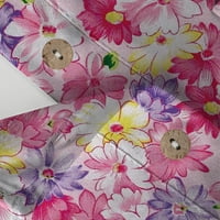 Apepal Womens cvjetni tiskani košulje Dressy Casual Bluzes Kratki rukav V Crt Button Ljetni vrhovi ružičasti