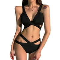 Žene dva vikuća bikini set za izrez kupaći kostim Criss Cross zavoj sa dnom