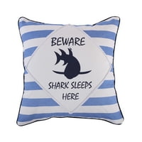 Levte Home - Sammy Shark - Dečiji ukrasni jastuk - Pazite - Bijeli, plavi i mornarici