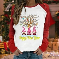Olyvenn ponude Žene Božićne košulje Jesen Trendy Raglan dugih rukava Duks Buffalo Plaid Xmas Grafički