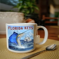 FL OZ Keramička krigla, Florida Keys, Florida, Sailfish Scena, Perilica za suđe i mikrovalna