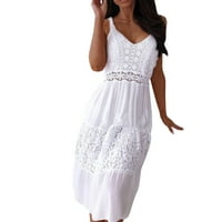 Maxi haljine za ženske ležerne kaiševe za šivanje čipke Plaža Ženske opružne haljine