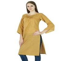 Žene casual kurta indijski etnički pamuk Kurti Dizajnerski tunik Čvrsta gornja haljina