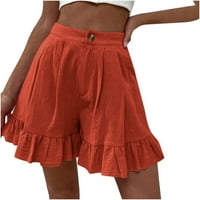 Ženske kratke hlače Ljeto Plus veličina Modni boju Casual široki nog ruffle Loose High Shars Hlače hlače XXL na klirensu