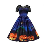 Hallny haunt 50's haljina haljina Halloween bats mačke bundeve pune mjesečeve ljuljačka haljina