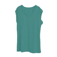 Ženske vrhove Womens V izrez T-majice Casual Cap bez rukava bez rukava Slijede labav bluza Fit tenk na vrhu mente zelenog xxl