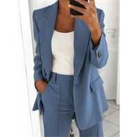 Huaai Blazer jakne za žene plus veličine radne casual uredske poslovne dugih rukava modna haljina poslovna odjeća jakna od jakne jakna prevelika elegantna tanka prijelazna jakna plava xxxxl