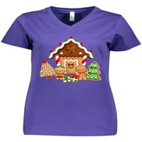 Inktastična kuća od medenjaka Božićna majica V-izrez
