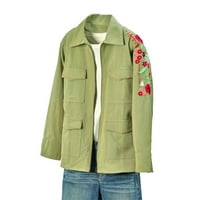 Ženska cvjetna povezana komunalna jakna - poljska jakna s džepovima Floriana - maslina, 3x