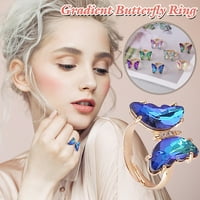 prstenovi za teen djevojke, dame modni kreativni gradijentni leptir podesivi prsten sa otvaranjem