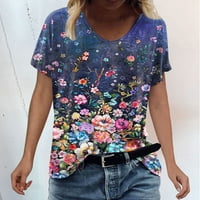 Ženska modna gornja košulja Ljetni cvjetni tiskani kratki rukav O vrat majica Casual Elegant Tee Top