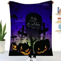 Halloween Dekorativna pokrivačica-bajke za spavaću sobu za spavaću sobu, zastrašujuće sivo groblje,