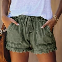 Huaai žene ljetne hlače traperice visoke strukske kratke hlače ženske ruke casual jogger hlače zeleni