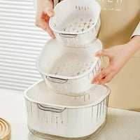 Gyedtr Košar za pranje od povrća - višenamjenski kuhinjski komplet za kuhinju, dvostrano košara sa dvostrukim slojem-bijela