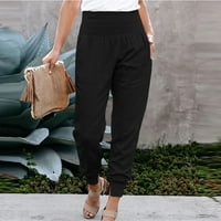 Voncos pantalone za žene - žene modne casual visoke struke pantalone za prorezu džepom pune boje duljine